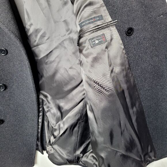 John Varvatos Gray Wool Blend Peacoat Size 48R - Picture 6 of 10